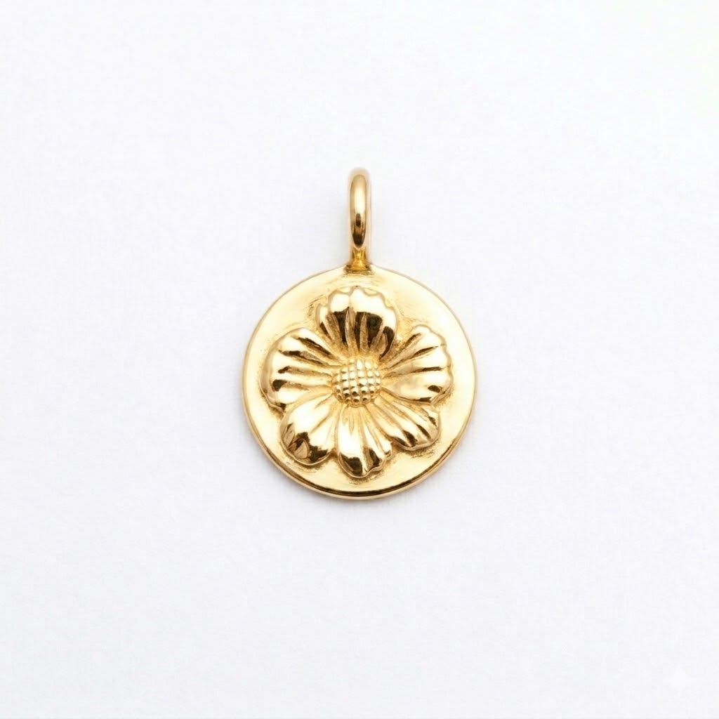gold plated brass pansy flower charm CH198
