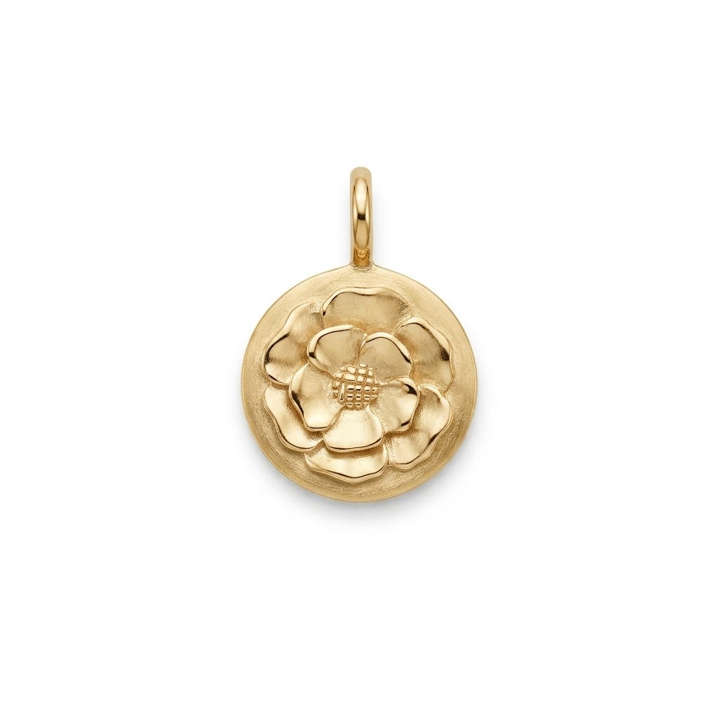 gold plated brass rose flower charm CH192G