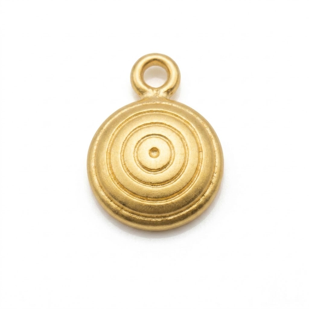 gold plated brass round charm CH235G