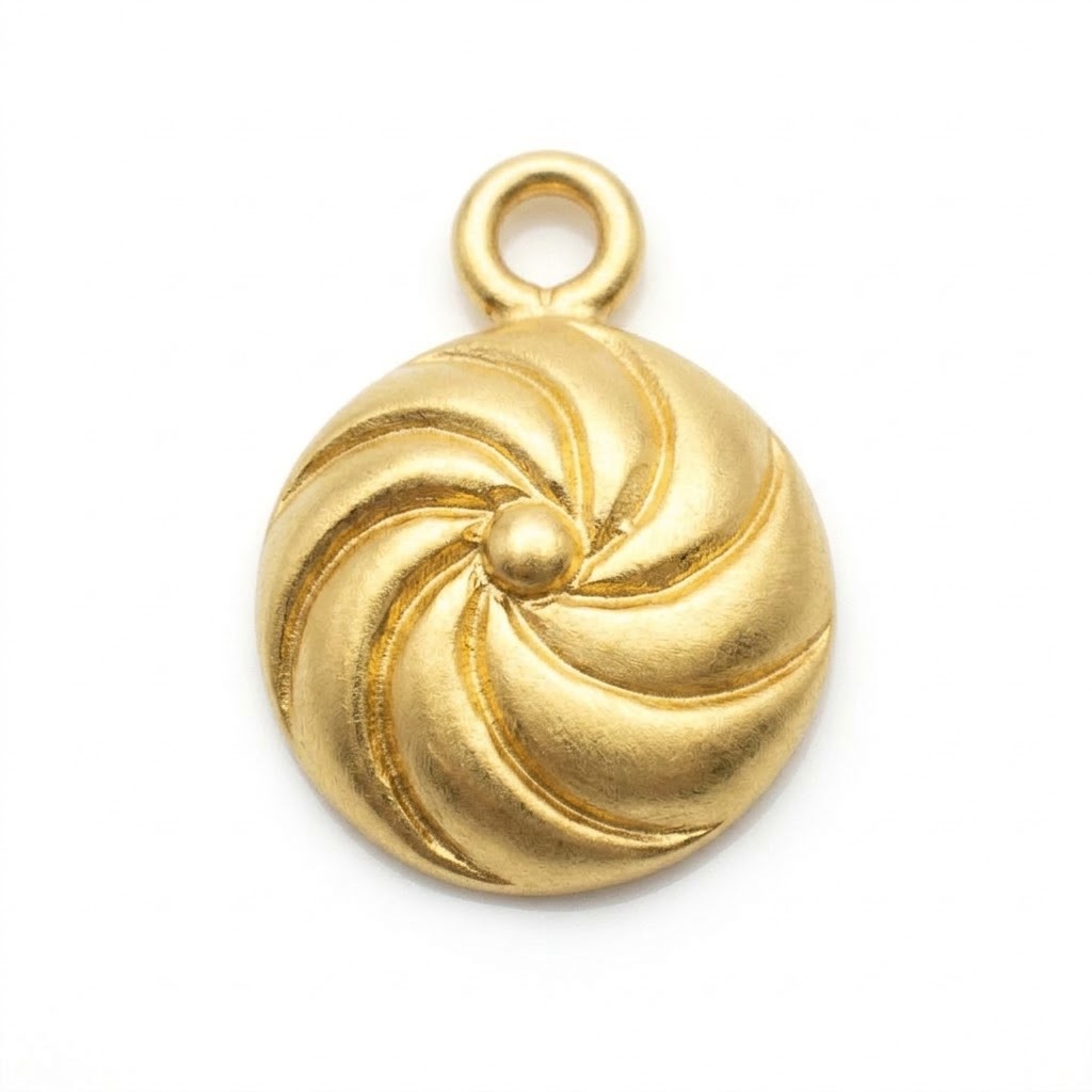 gold plated brass round charm CH236G