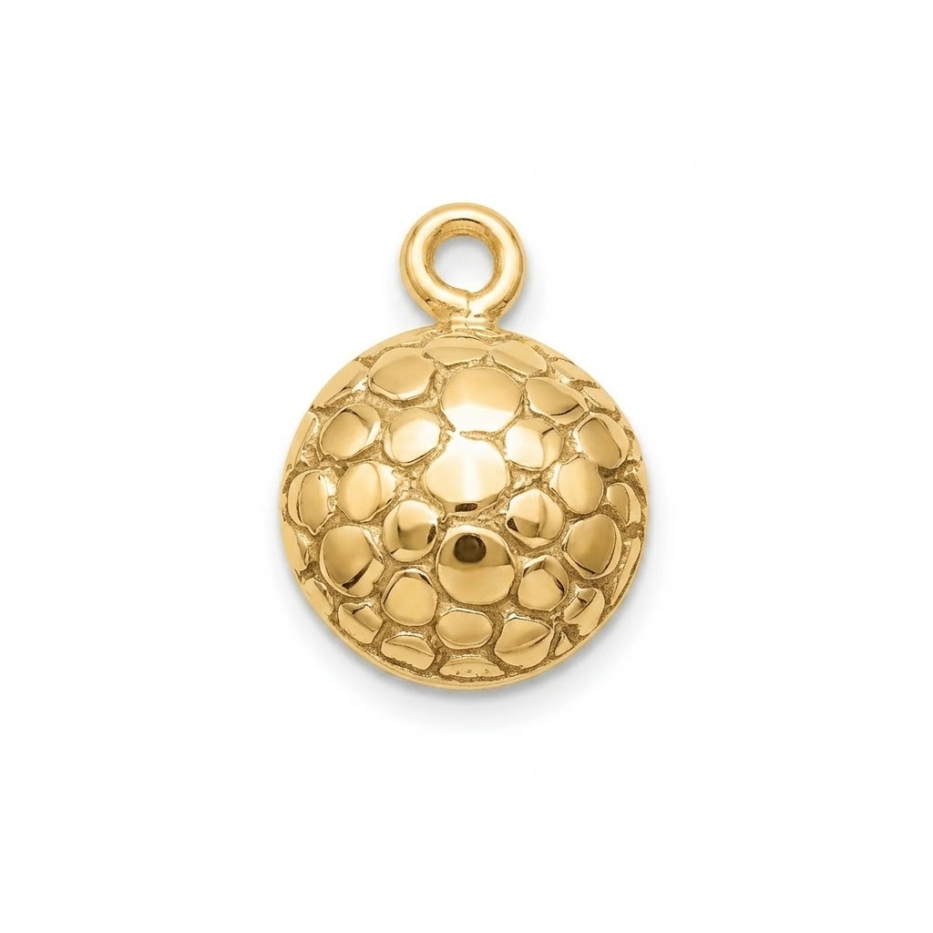 gold plated brass round charm CH240G