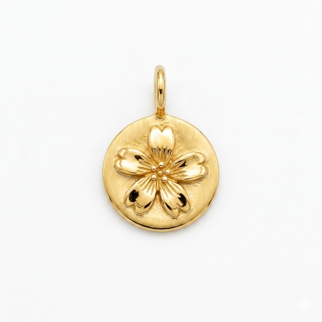 gold plated brass sakura flower charm CH184G