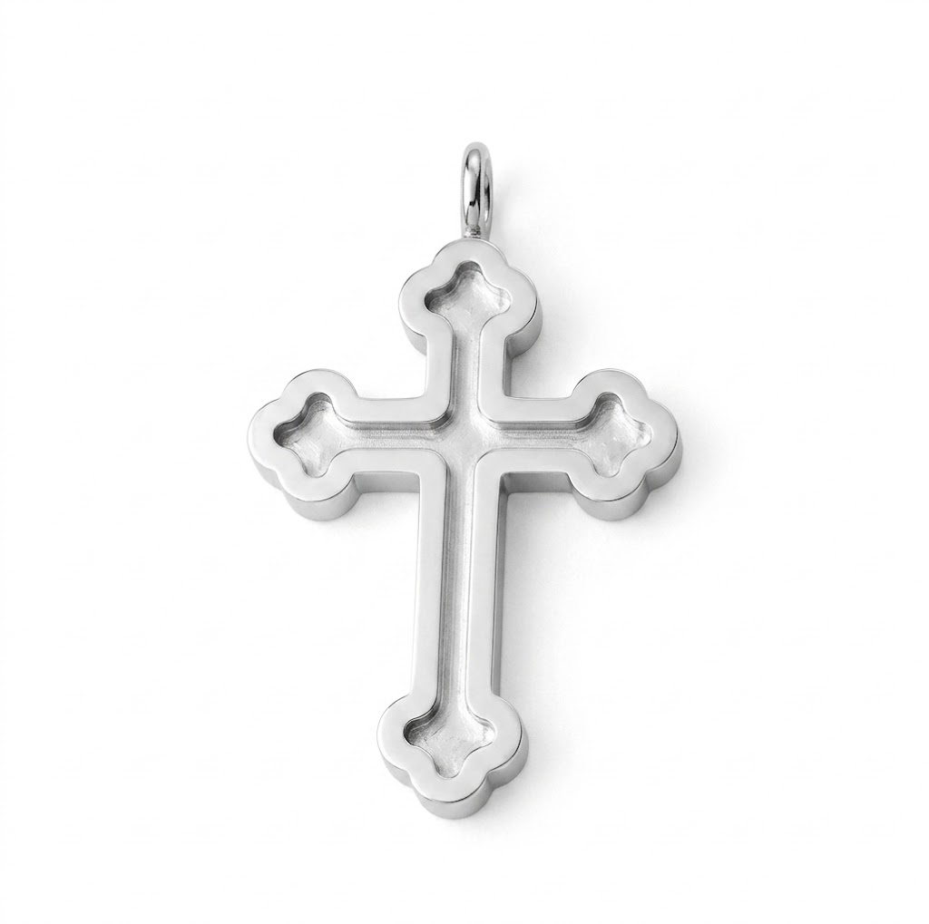 silver plated brass cross charm CH094S