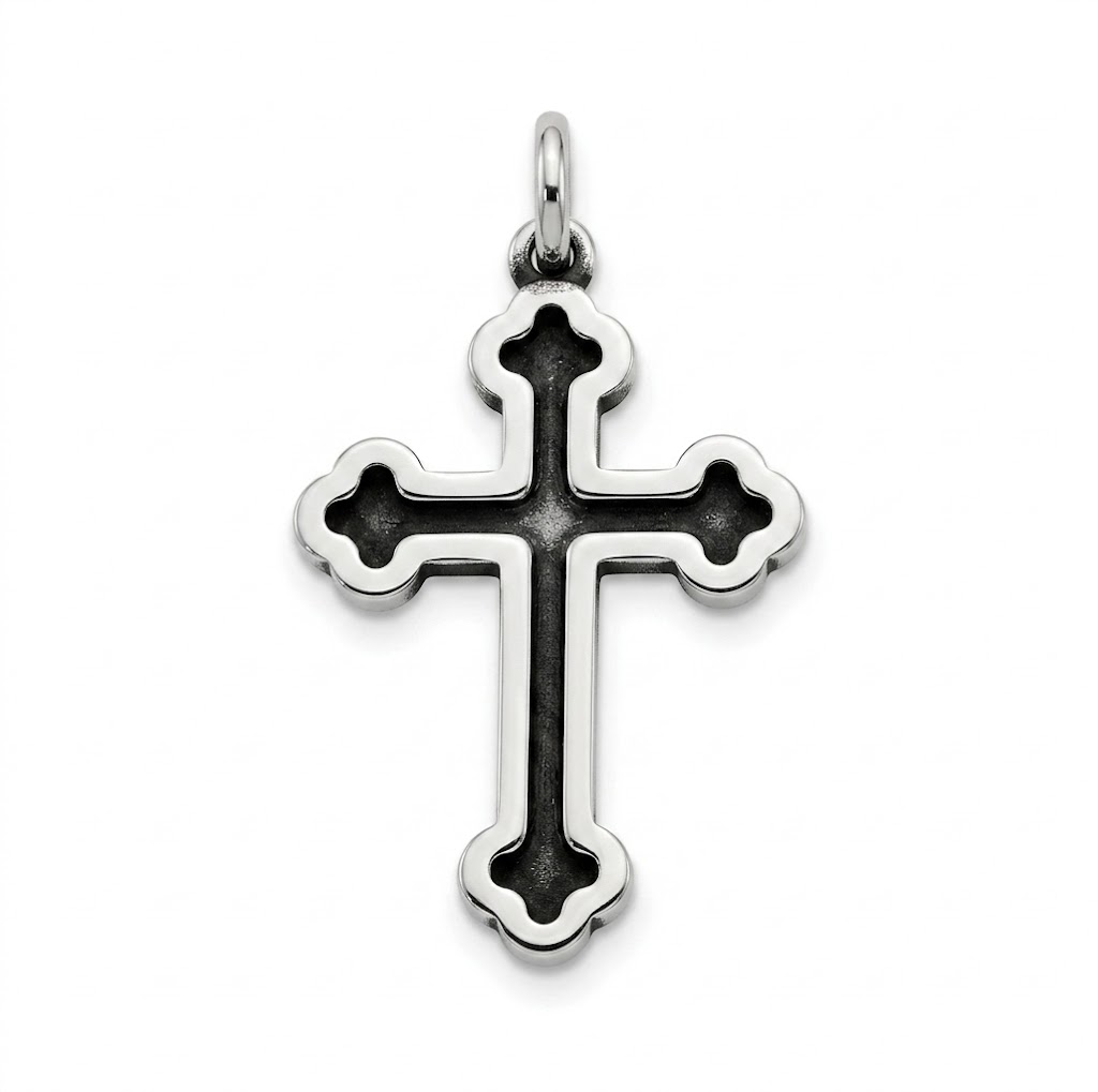 silver plated brass cross charm CH094X