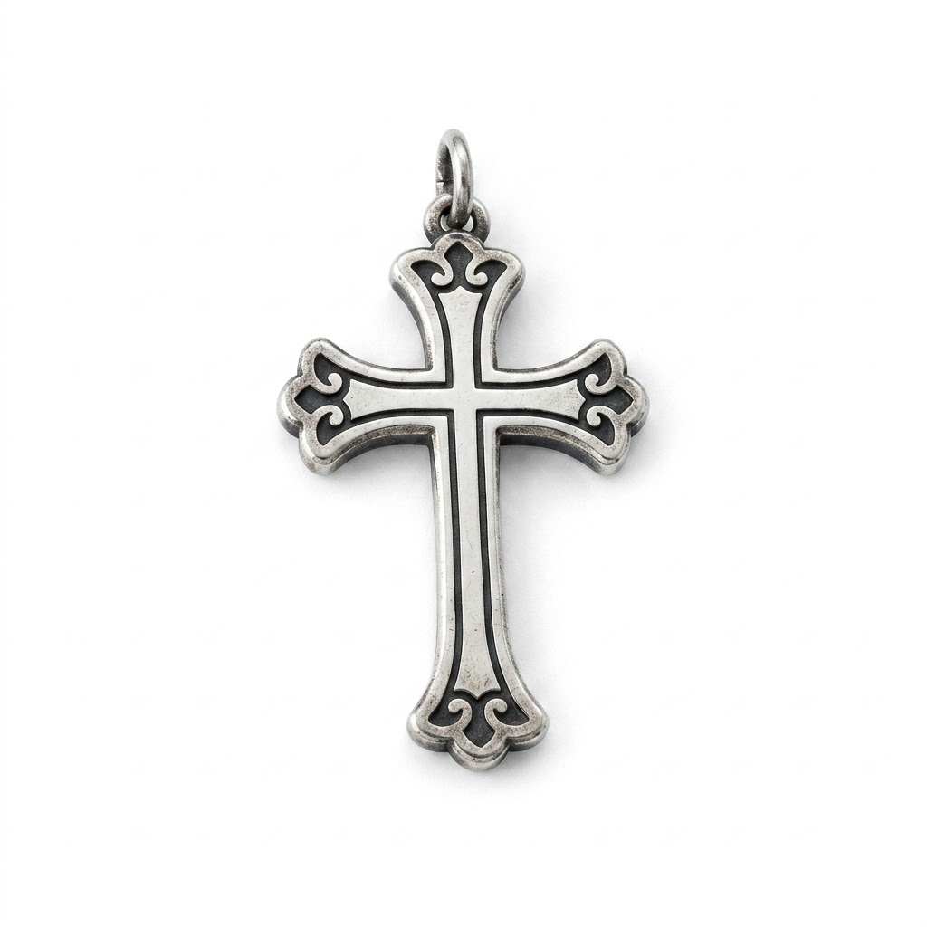 silver & gold plated brass cross charm CH096S