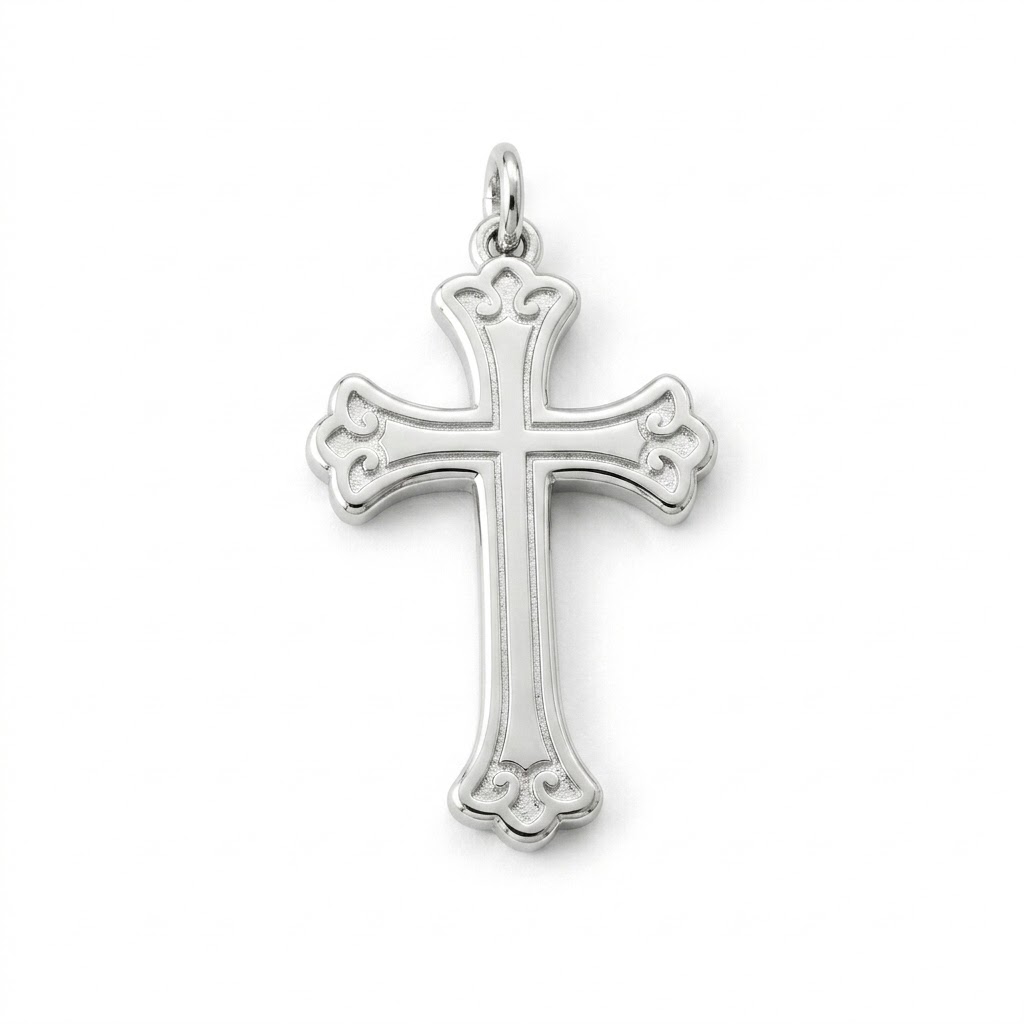 silver & gold plated brass cross charm CH096X