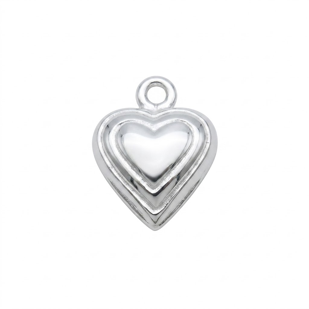 silver plated Bali brass heart charm CH241S