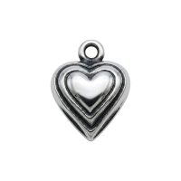 silver plated Bali brass heart charm CH241X
