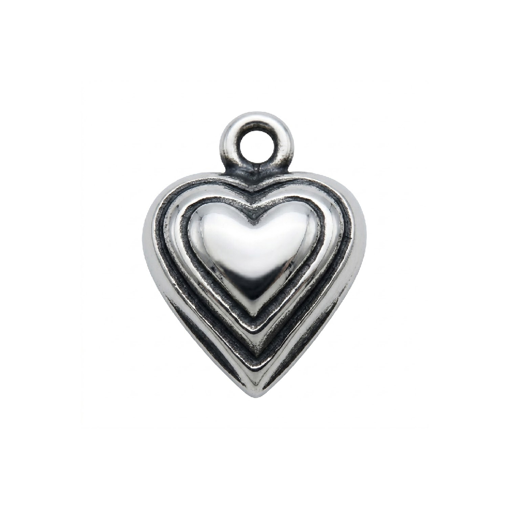 silver plated Bali brass heart charm CH241X