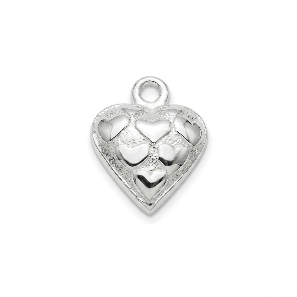 silver plated Bali brass heart charm CH243S