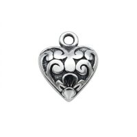silver plated Bali brass heart charm CH244X