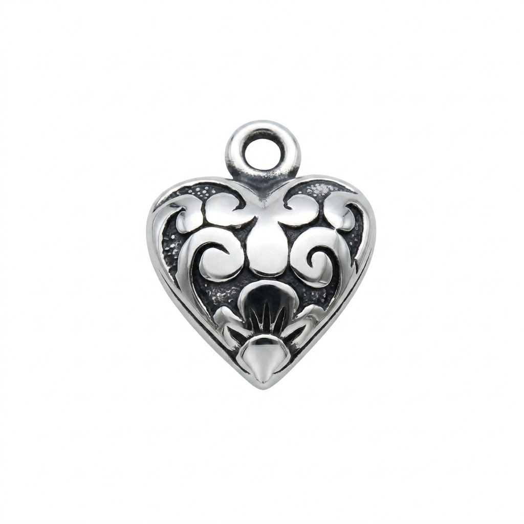 silver plated Bali brass heart charm CH244X