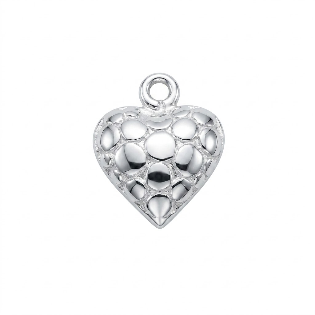 silver plated Bali brass heart charm CH245S