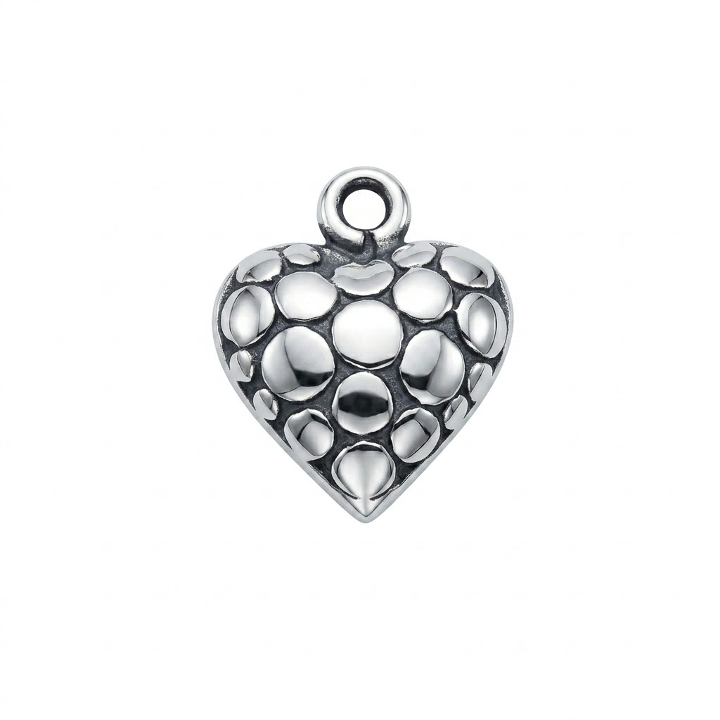silver plated Bali brass heart charm CH245X