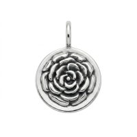 silver plated brass Camellia flower charm CH195X