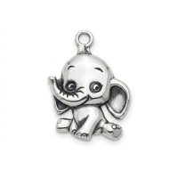 silver plated brass baby elephant charm CH204x