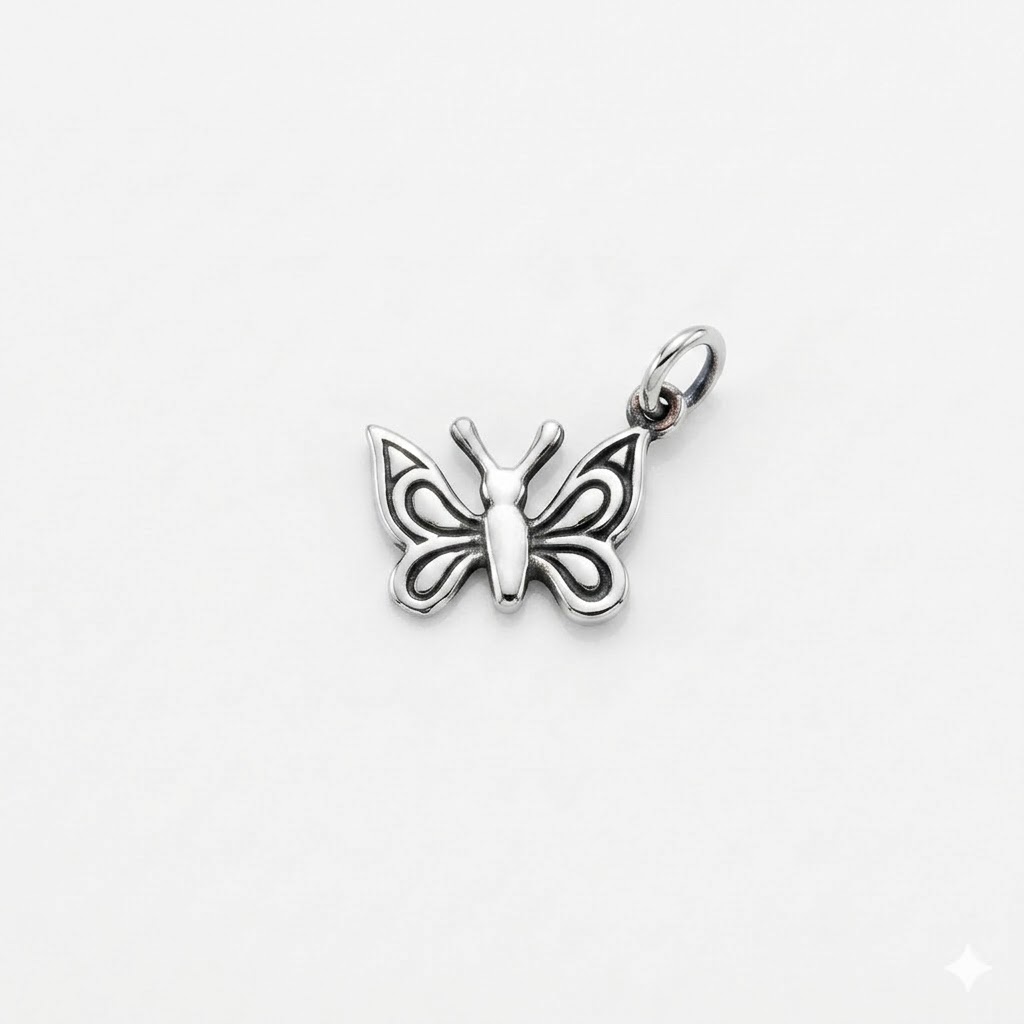 silver plated brass butterfly charm CH118X