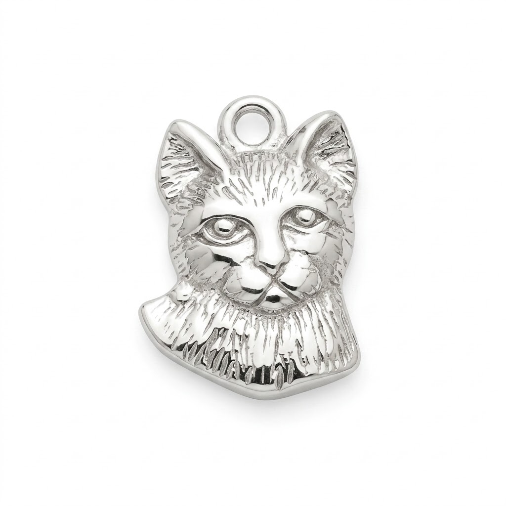 silver plated brass cat charm CH180S