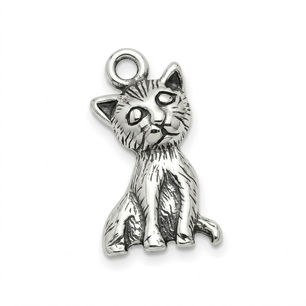 silver plated brass cat charm CH181S