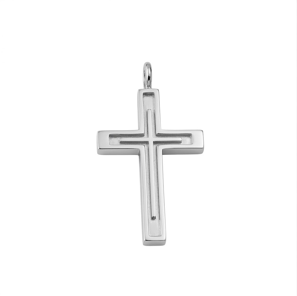 silver plated brass cross charm CH092S