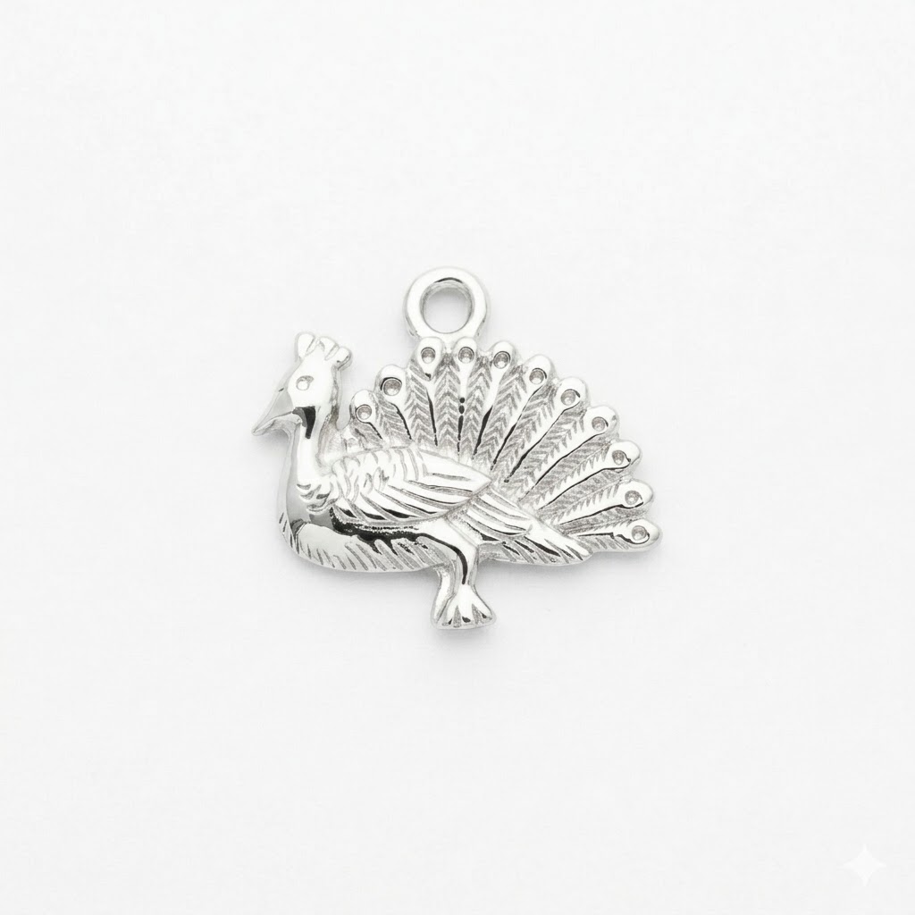 silver plated brass peacock charm CH212S