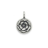 silver plated brass rose flower charm CH192X