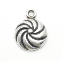 silver plated brass round charm CH236X