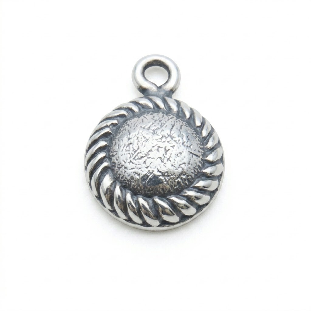 silver plated brass round charm CH239X