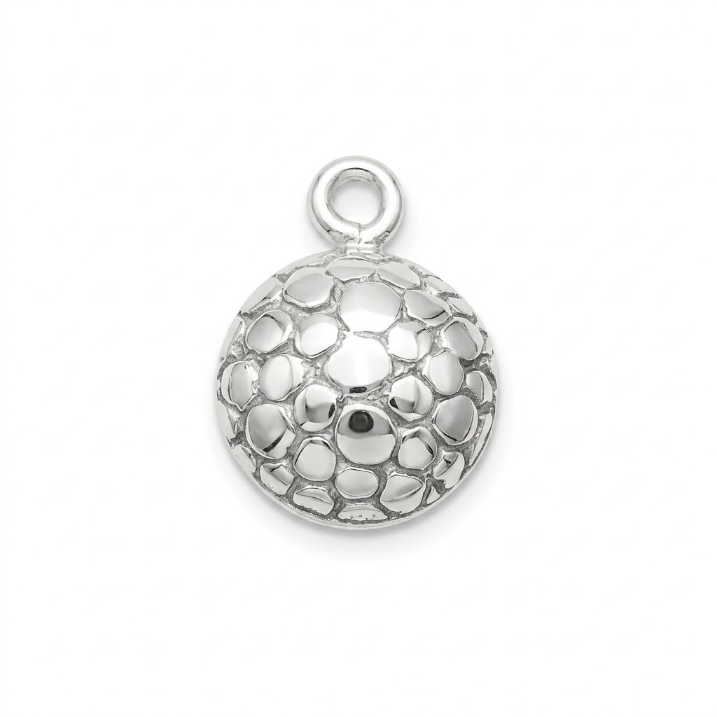 silver plated brass round charm CH240S