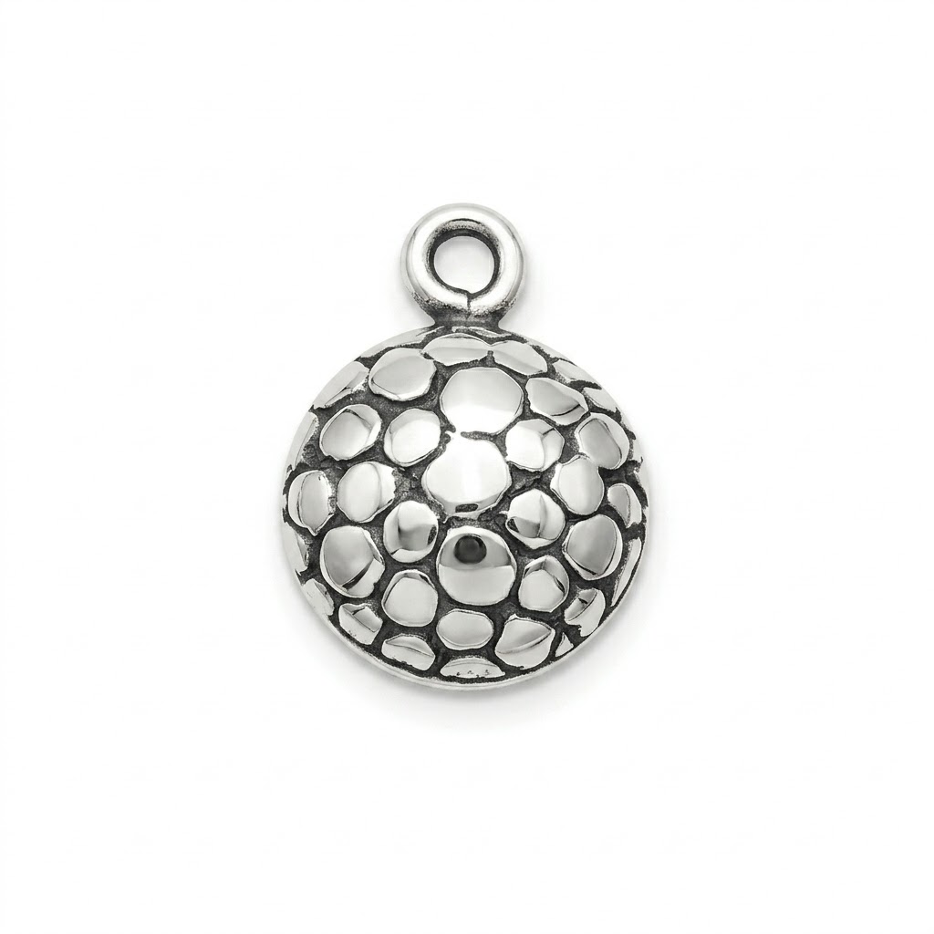 silver plated brass round charm CH240X