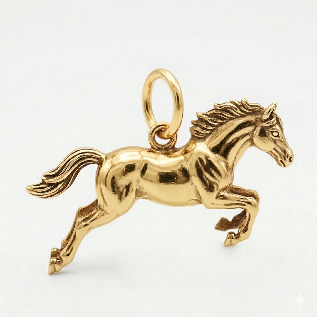 gold plated brass leaping horse charm 19.5mmx13mm 1.32gr CH248G