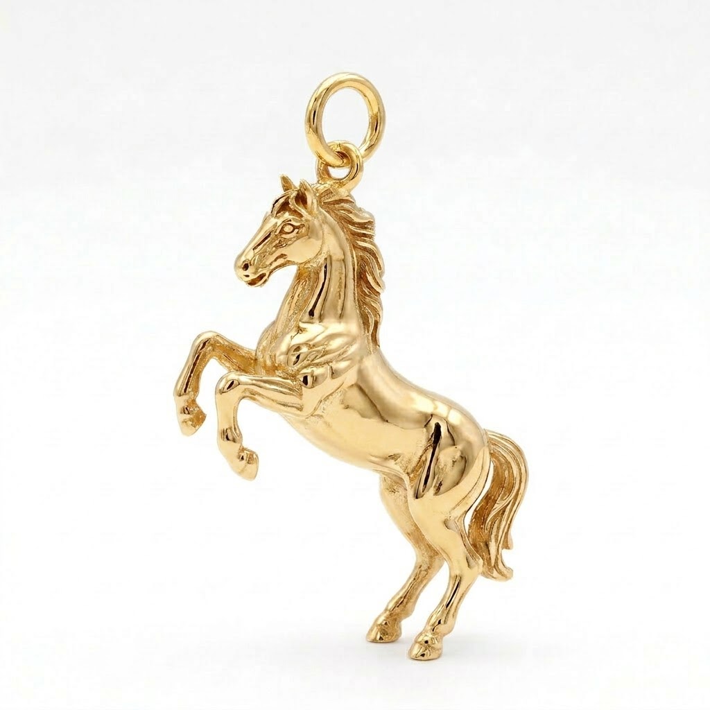 gold plated brass rearing horse charm 11mmx15mm 1.32gr CH247G