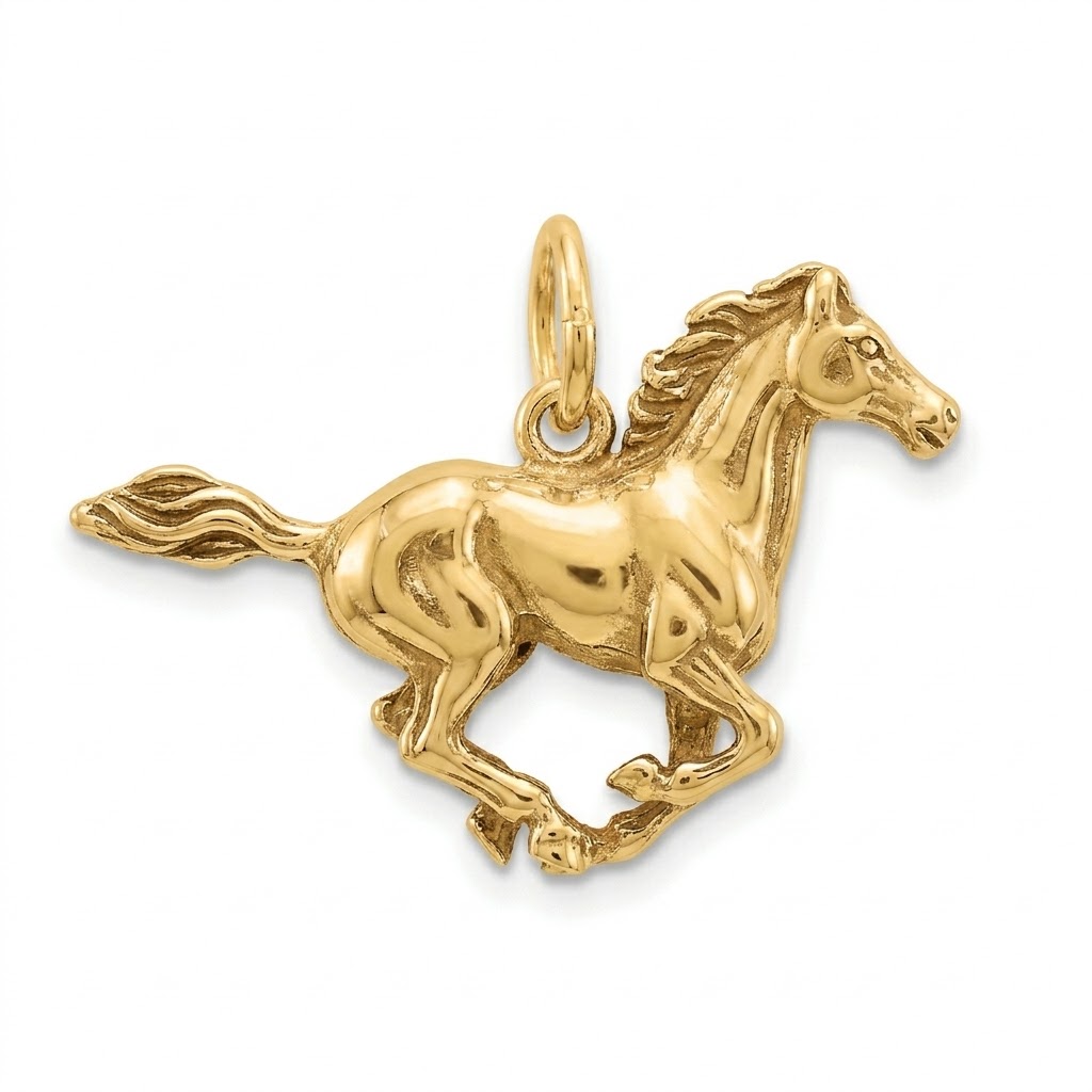gold plated galloping horse brass charm 18mmx11mm 1.8gr CH246G