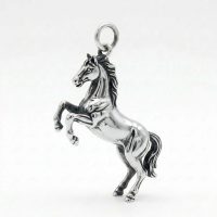 silver plated brass rearing horse charm 11mmx15mm 1.32gr CH247X