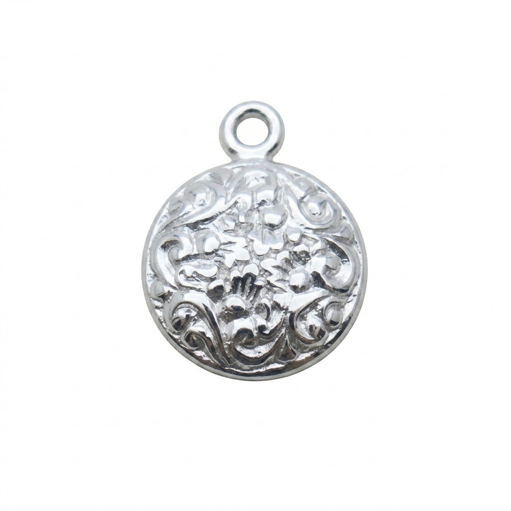 silver plated brass round charm CH238S