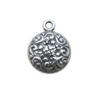 silver plated brass round charm CH238X