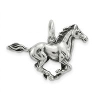 silver plated galloping horse brass charm 18mmx11mm 1.8gr CH246X